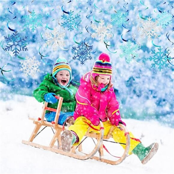 30 Pcs Snowflake Foil Swirl Decorations Winter Christmas Swirls Snowflake - Picture 1 of 7